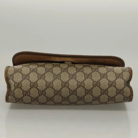 GUCCI GG Supreme Web Sherry Line Clutch Bag PVC Beige Gold 89 01 030 Auth BA4284 - Picture 6 of 16